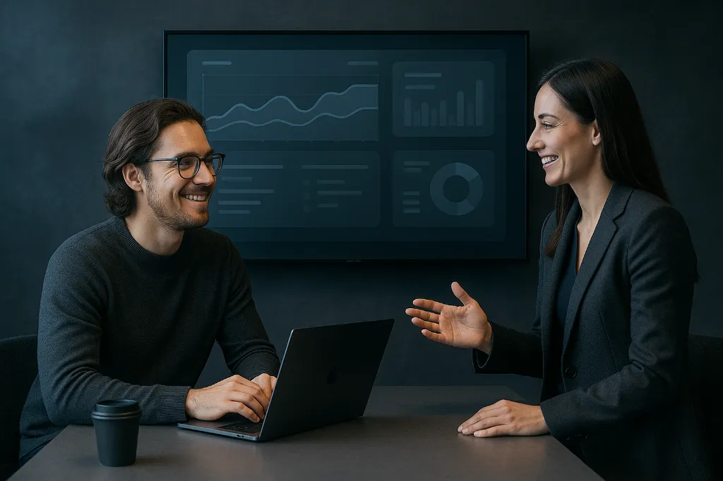Un développeur Symfony présente un projet à une cliente