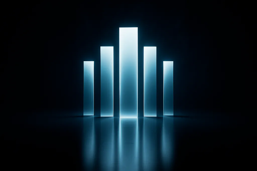 Infographie abstraite de 5 piliers lumineux