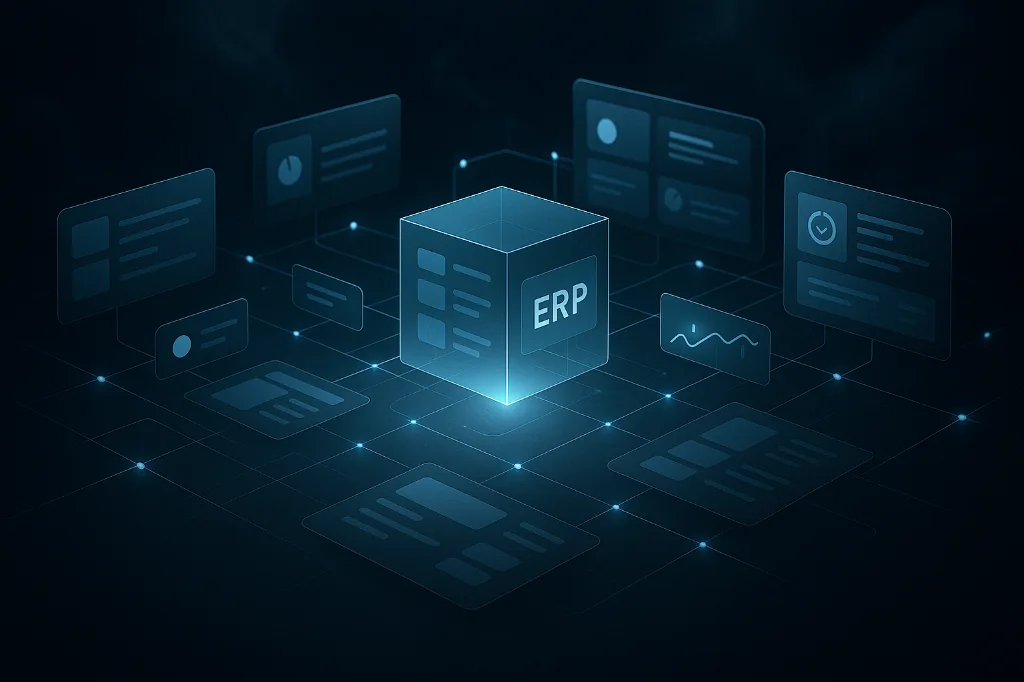 Infographie abstraite d'une architecture ERP