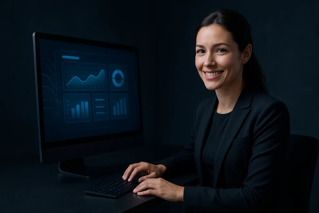 Femme devant son poste de travail